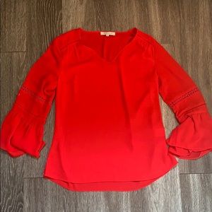 Red Bell Sleeve Blouse